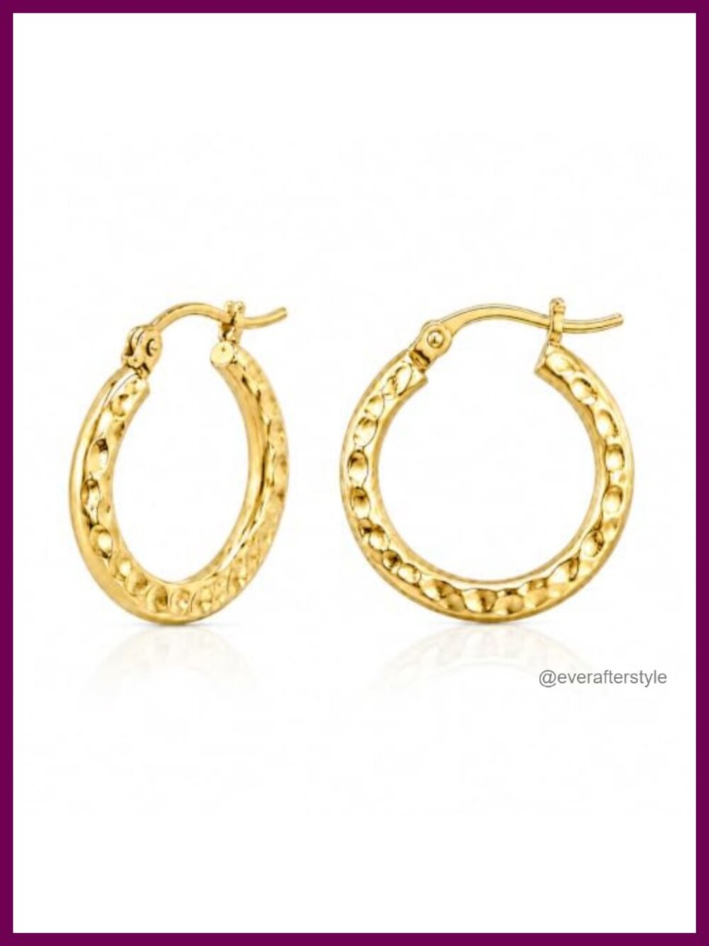 14K Gold Plated Hammered Huggie Hoop Earrings